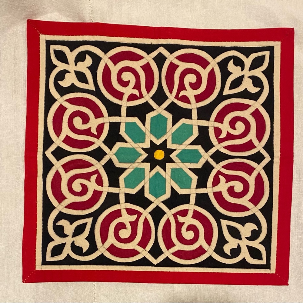 Vintage Hand Appliquéd Quilt Fabric Square - Mola/ Egyptian textile art